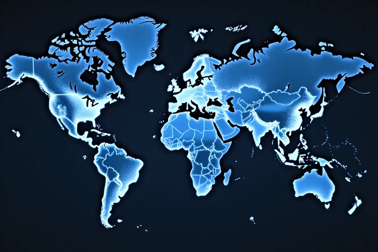 A digital map highlighting Greece prominently, with subtle lines extending to various interconnected global points, representing international reach and local focus. Modern, geometric, no text.