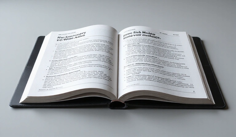 Open book or tablet displaying industry-related articles, knowledge, learning, no text.