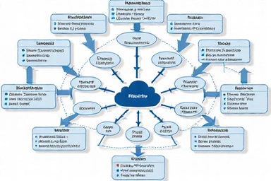 Complex interconnected network representing enterprise software solution